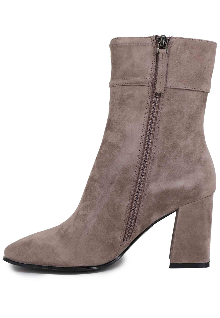 Spatarella Stivaletti donna in camoscio grigio con tacco alto e punta quadra Chisinau Nuovo