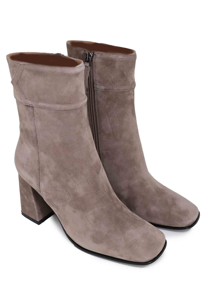 Spatarella Stivaletti donna in camoscio grigio con tacco alto e punta quadra Chisinau Nuovo