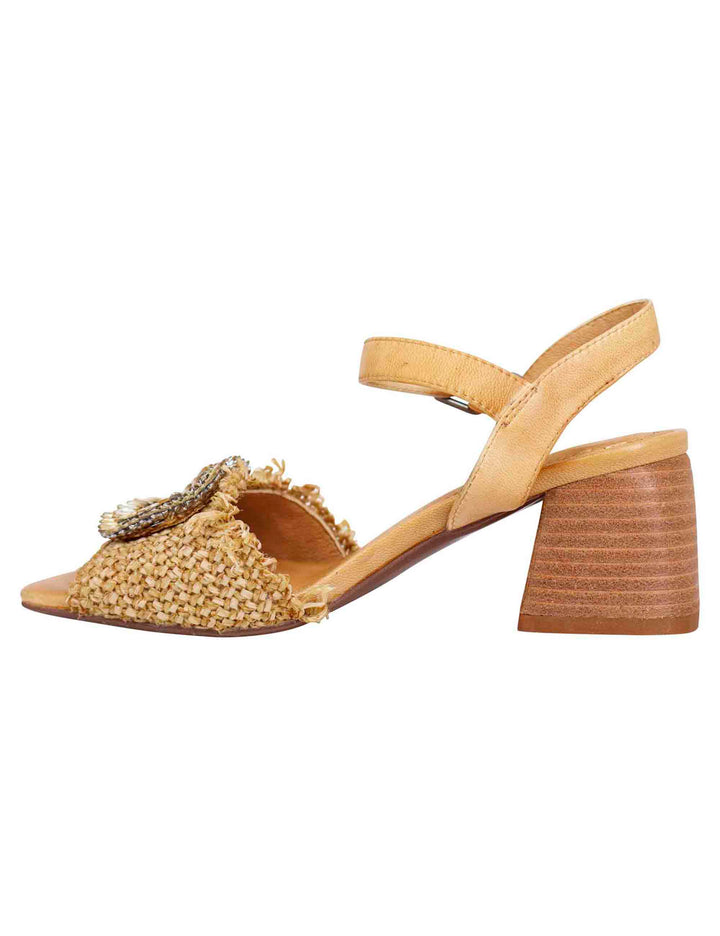 Spatarella Sandali donna in rafia naturale con strass e cinturino alla caviglia Presa