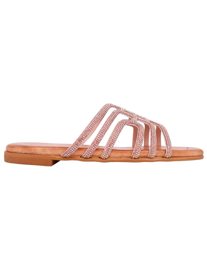Spatarella Sandali flat donna in strass rosa con sottopiede morbido Fino Al -60%