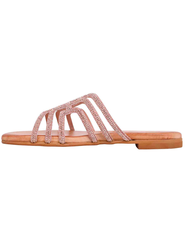 Spatarella Sandali flat donna in strass rosa con sottopiede morbido Fino Al -60%