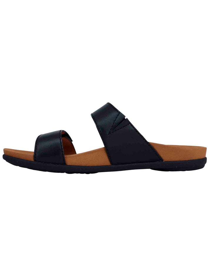 Spatarella Sandali bassi donna in pelle nera con fibbia laterale Sconto
