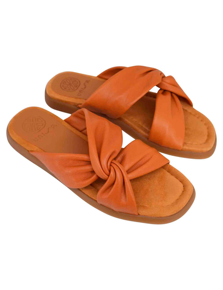 Spatarella Sandali flat donna in pelle cuoio con sottopiede morbido Online