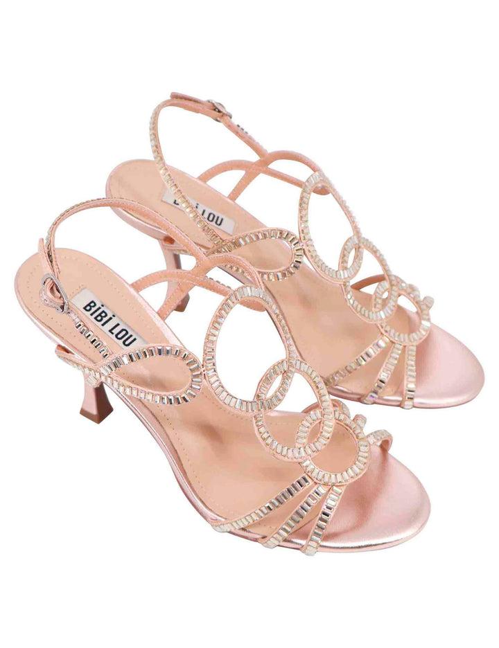 Spatarella Sandali slingback gioiello donna in strass oro con tacco alto Iris Vendita Calda