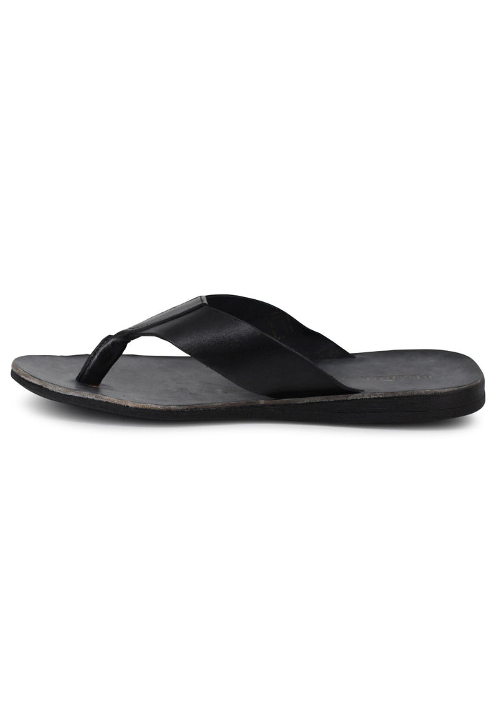 Spatarella Sandali infradito uomo in pelle nera con suola in gomma Flash Sale
