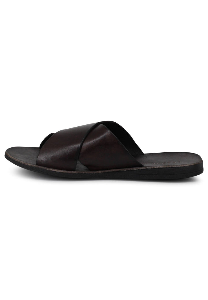 Spatarella Sandali uomo in pelle marrone con doppio incrocio Vendite Flash