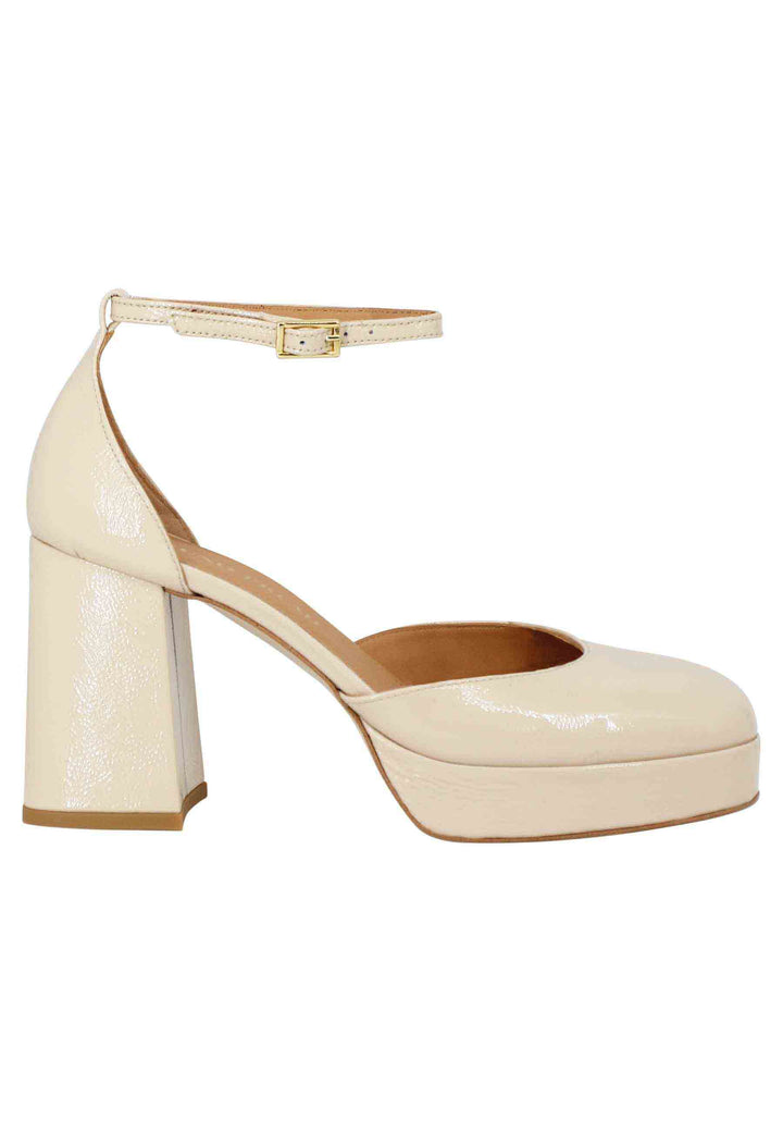 Spatarella Decollete donna in vernice cipria con tacco alto e plateau Moda
