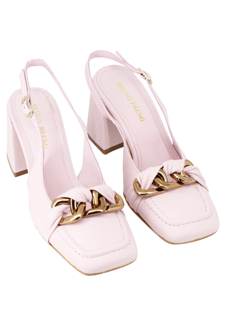 Spatarella Decollete slingback donna Tal Bon in pelle glicine tacco alto e punta quadra Italia