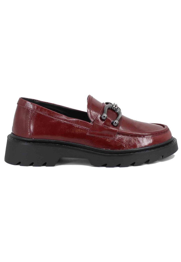 Spatarella Mocassini donna in vernice bordeaux con morsetto Nuovo