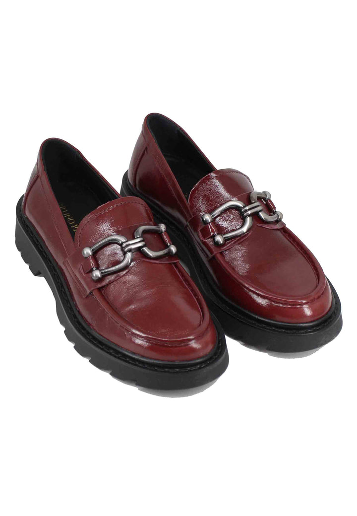 Spatarella Mocassini donna in vernice bordeaux con morsetto Nuovo