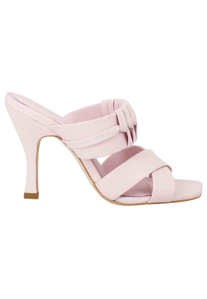Spatarella Sandali donna in pelle glicine con tacco alto e punta quadra