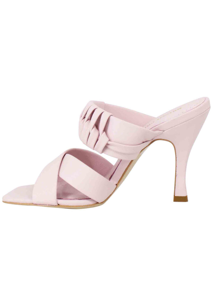 Spatarella Sandali donna in pelle glicine con tacco alto e punta quadra Promozione