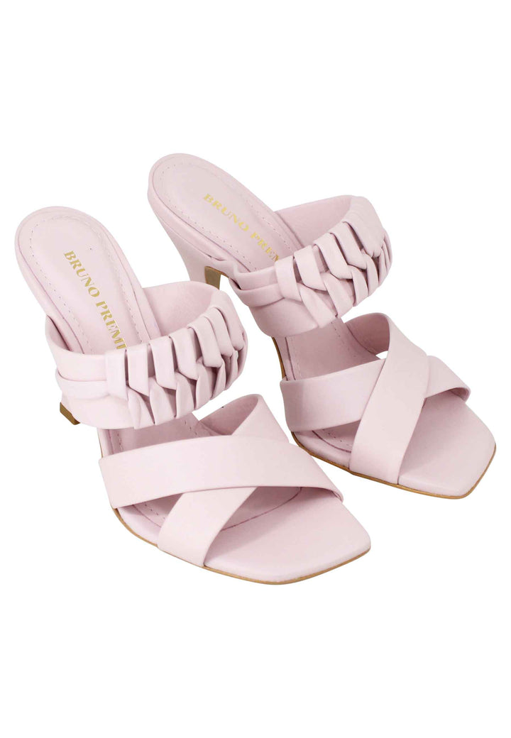 Spatarella Sandali donna in pelle glicine con tacco alto e punta quadra Promozione