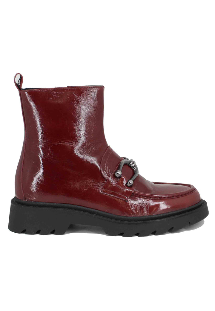 Spatarella Stivaletti donna in vernice bordeaux con suola carrarmato