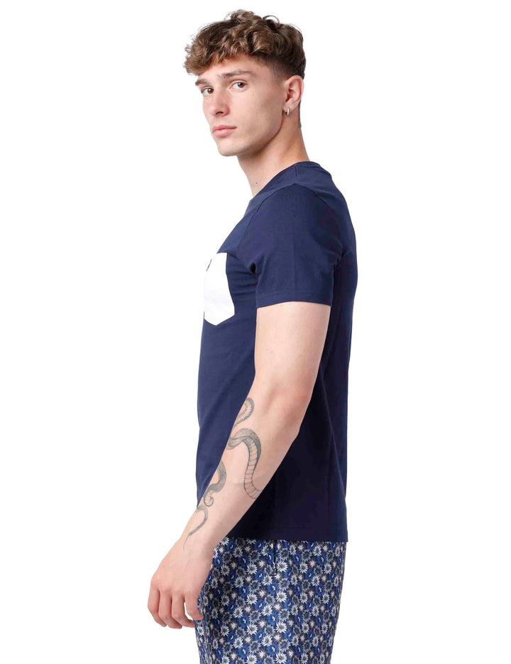 Spatarella T-shirt uomo in cotone blu Sconto