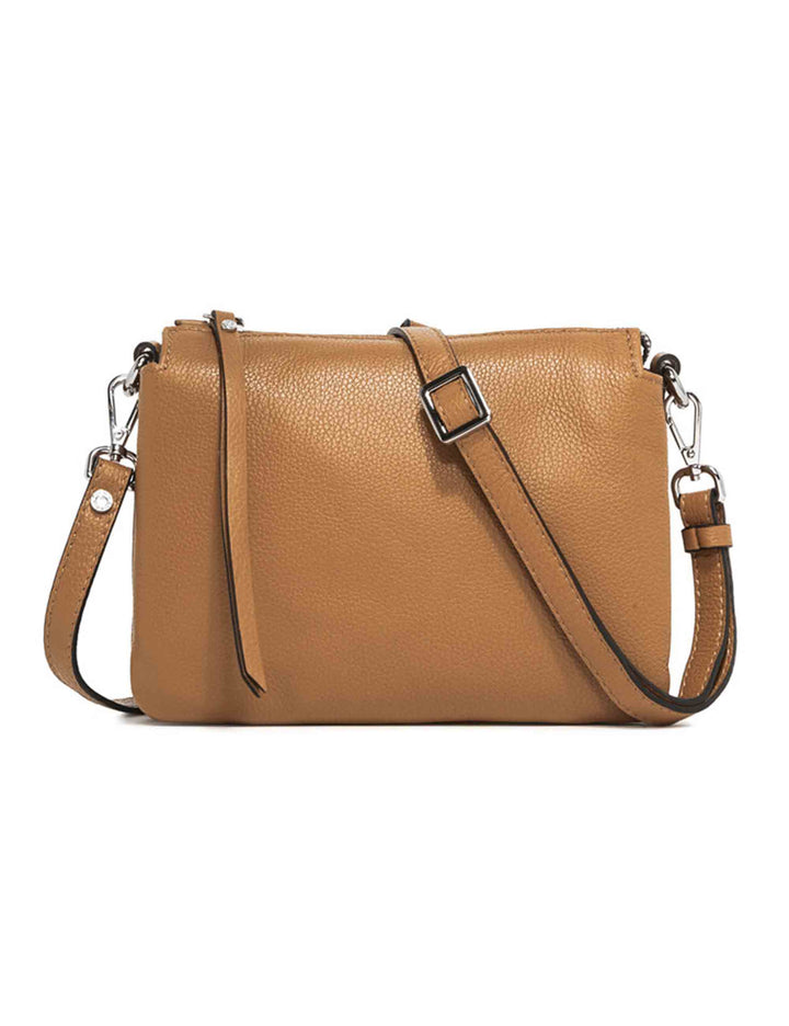 Spatarella Borse donna pochette Three in pelle naturale con tracolla removibile in tono