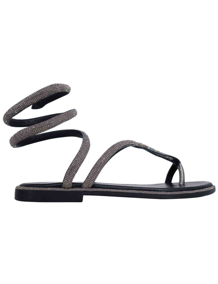 Spatarella Sandali donna infradito Wrap Up in strass canna di fucile con tacco basso Italia