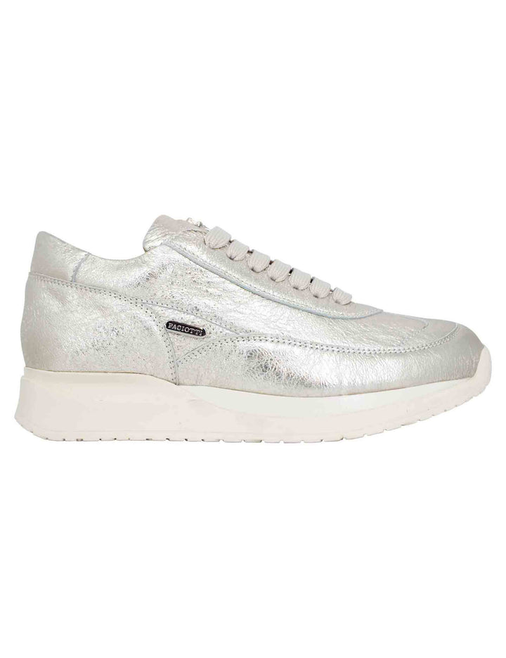Spatarella Sneakers donna in pelle laminata platino Spedizione Gratuita