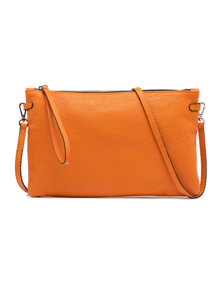 Spatarella Borse donna pochette Hermy in pelle arancione con manico a bracciale e tracolla in pelle