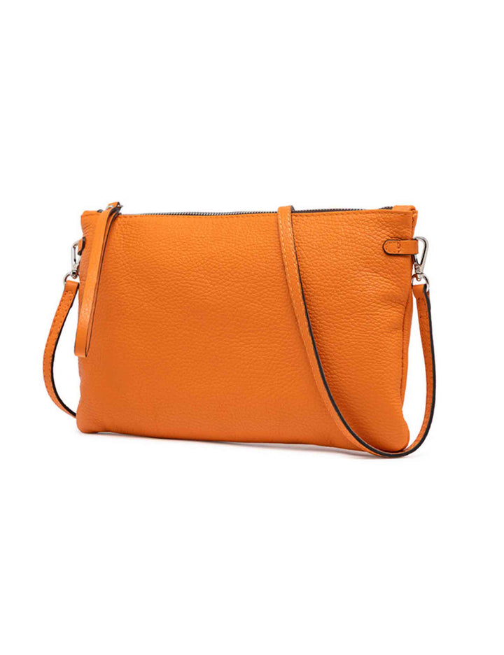 Spatarella Borse donna pochette Hermy in pelle arancione con manico a bracciale e tracolla in pelle Soddisfazione Garantita