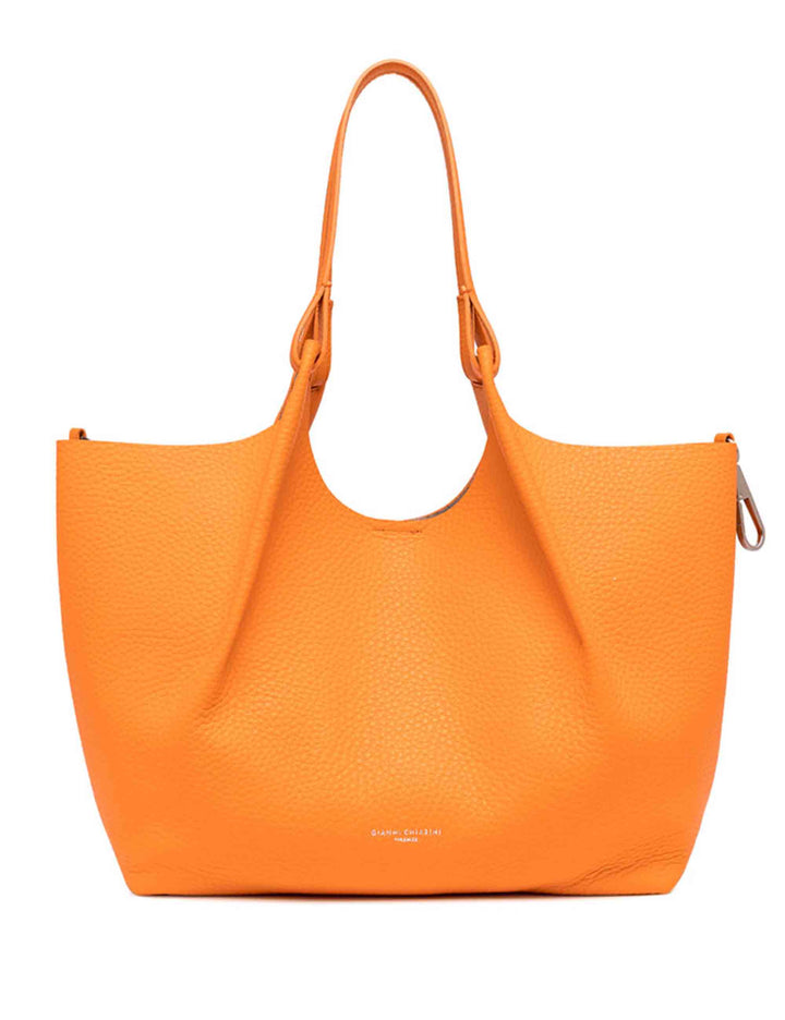 Spatarella Borse shopping donna Dua in pelle arancione con doppi manici Acquista Ora