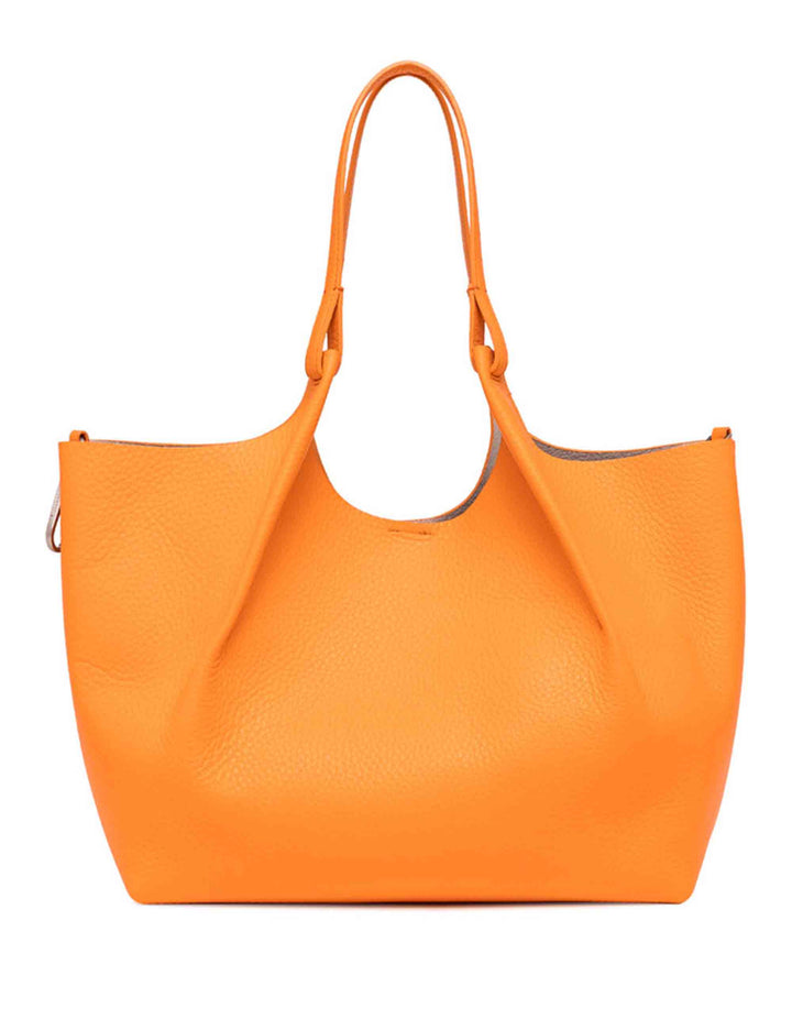 Spatarella Borse shopping donna Dua in pelle arancione con doppi manici Acquista Ora