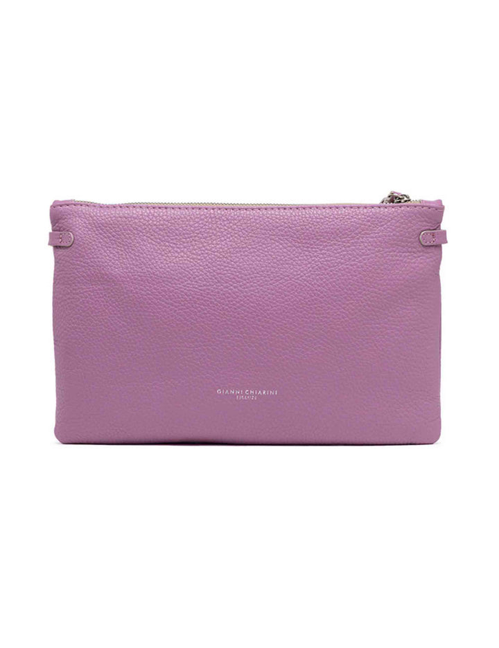 Spatarella Borse donna pochette Hermy in pelle viola con manico a bracciale e tracolla in pelle Consegna Veloce