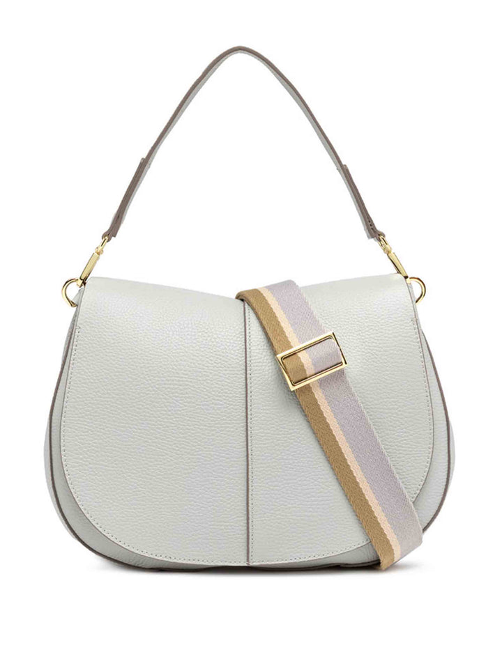 Spatarella Borse a spalla donna Helena Round in pelle grigia Promozione Limitata