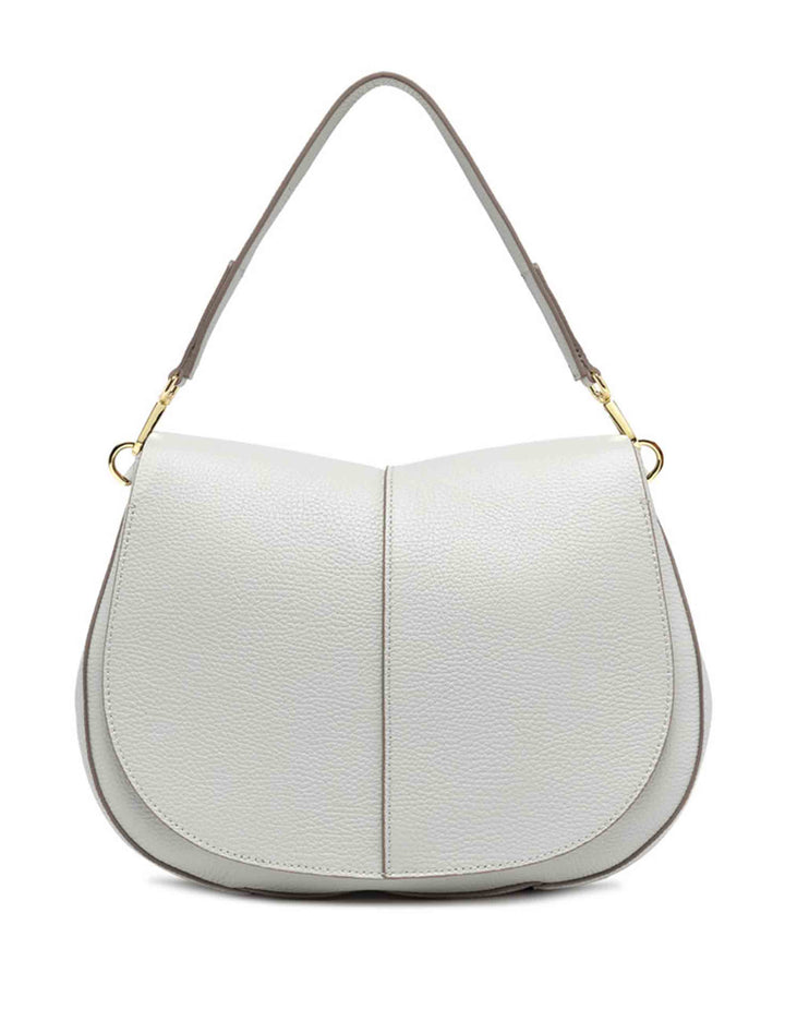 Spatarella Borse a spalla donna Helena Round in pelle grigia Promozione Limitata