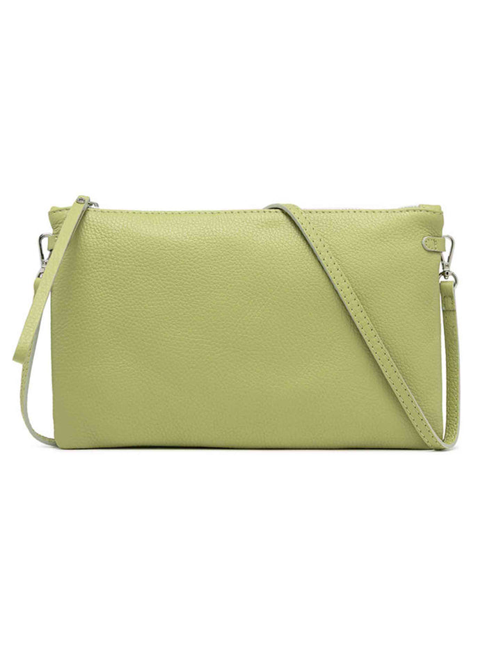 Spatarella Borse donna pochette Hermy in pelle verde con manico a bracciale e tracolla in pelle