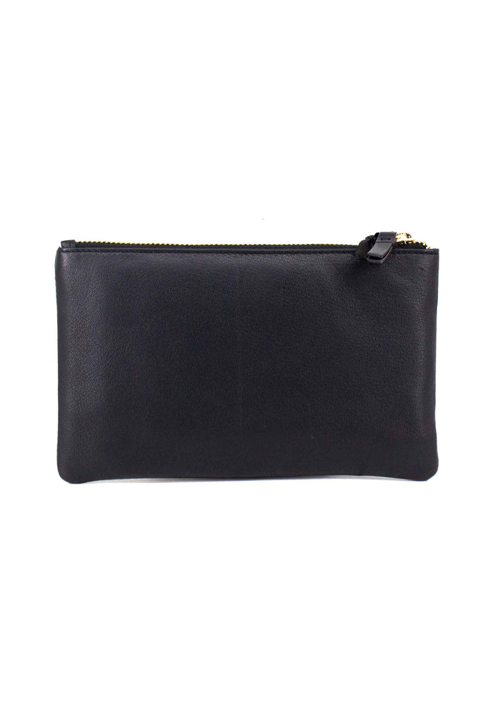 Spatarella Portafoglio uomo con zip in pelle nera Sottocosto