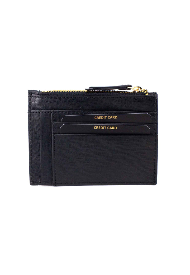 Spatarella Portafoglio uomo con zip in pelle saffiano nera Convenienza
