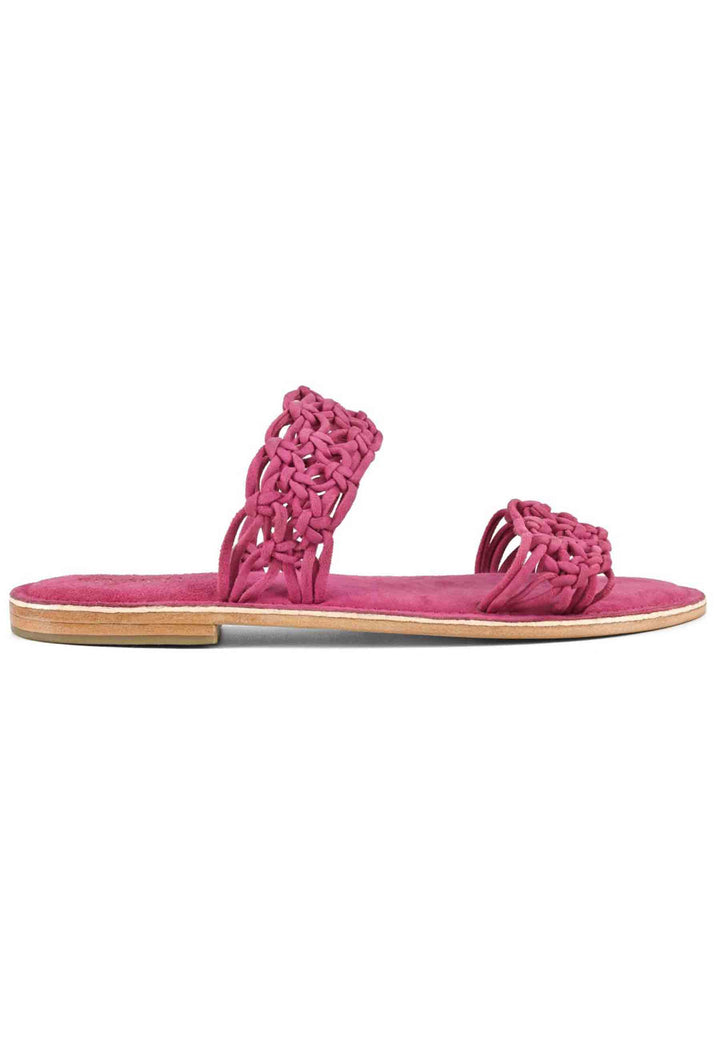 Spatarella Sandali donna in camoscio fuxia a doppia fascia con nodi Presa