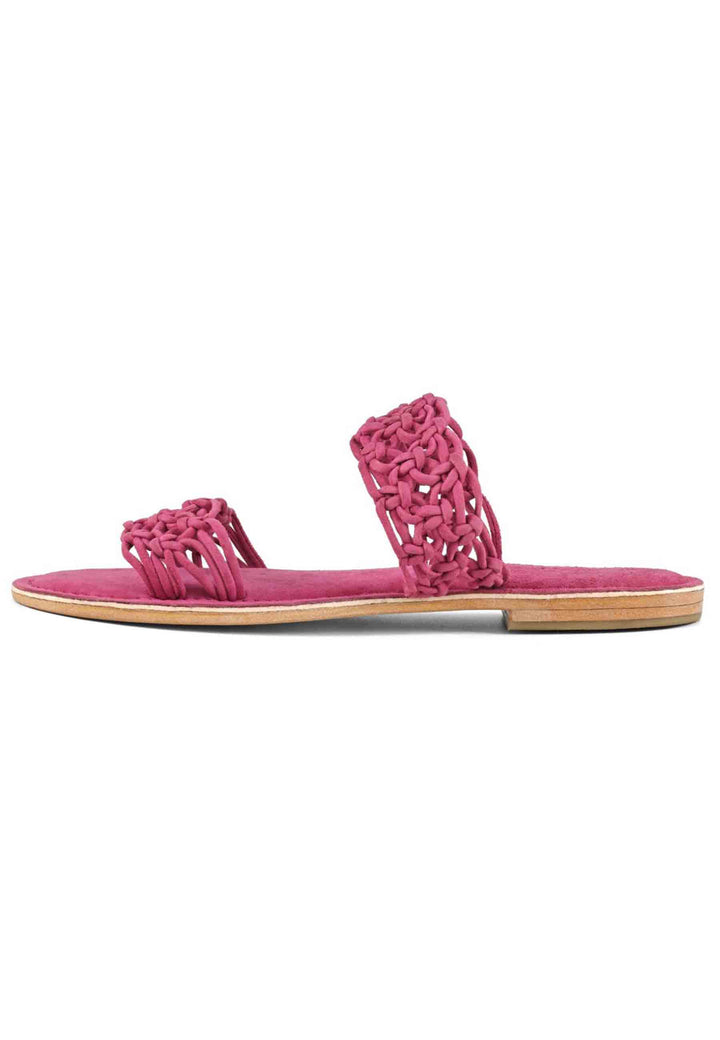 Spatarella Sandali donna in camoscio fuxia a doppia fascia con nodi Presa
