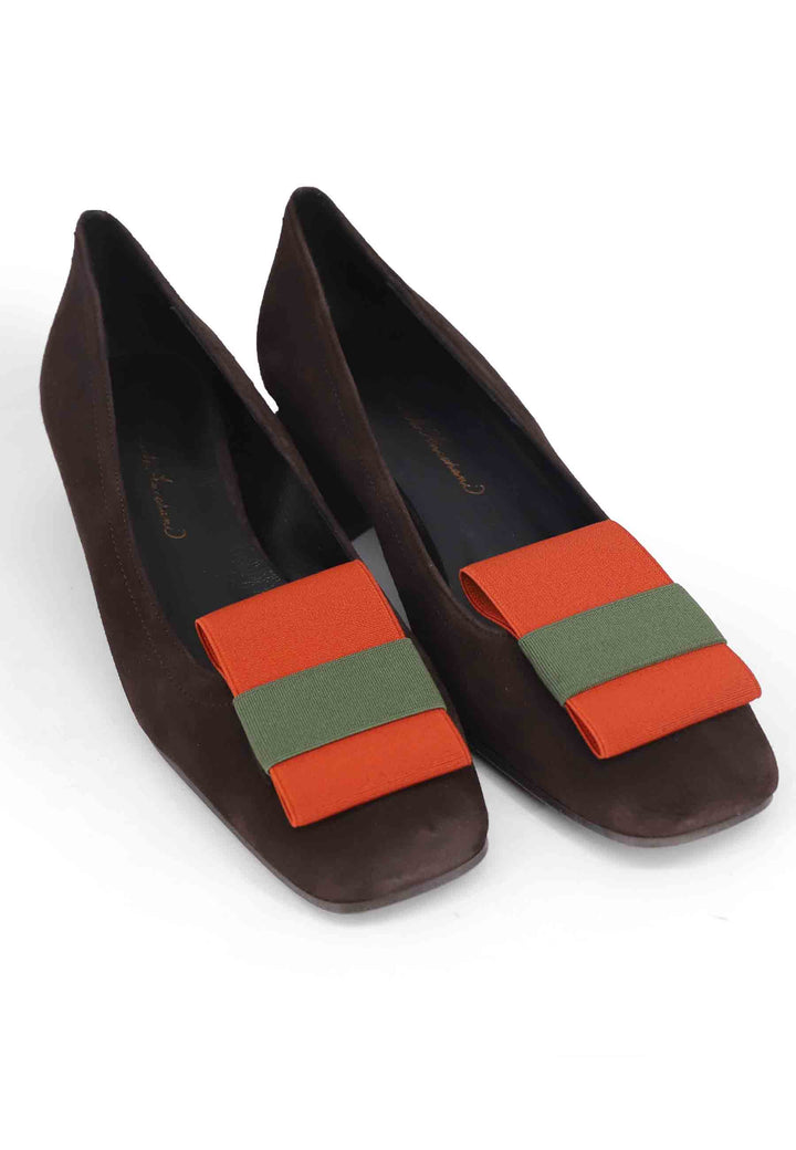 Spatarella Decollete donna in camoscio marrone con tacco basso Offerta