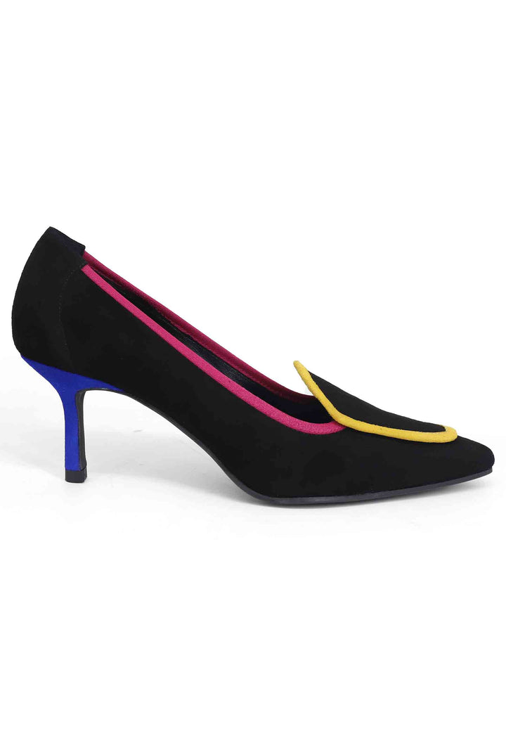 Spatarella Decollete donna in camoscio nero con riporti multicolore Online