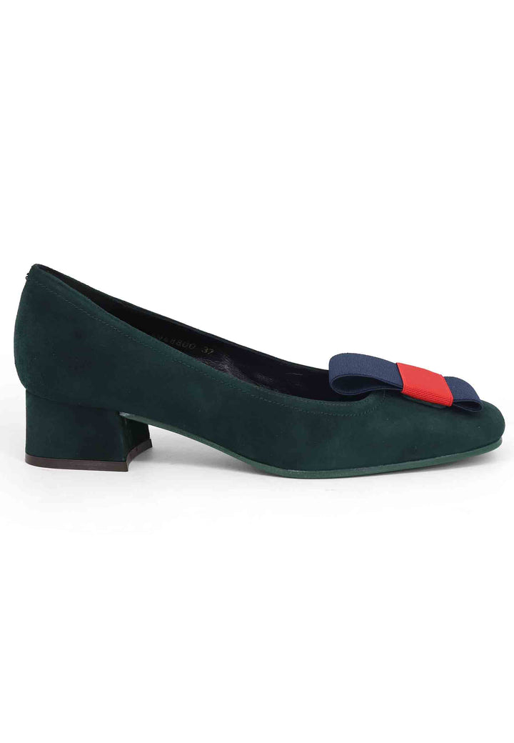 Spatarella Decollete donna in camoscio verde con tacco basso Outlet