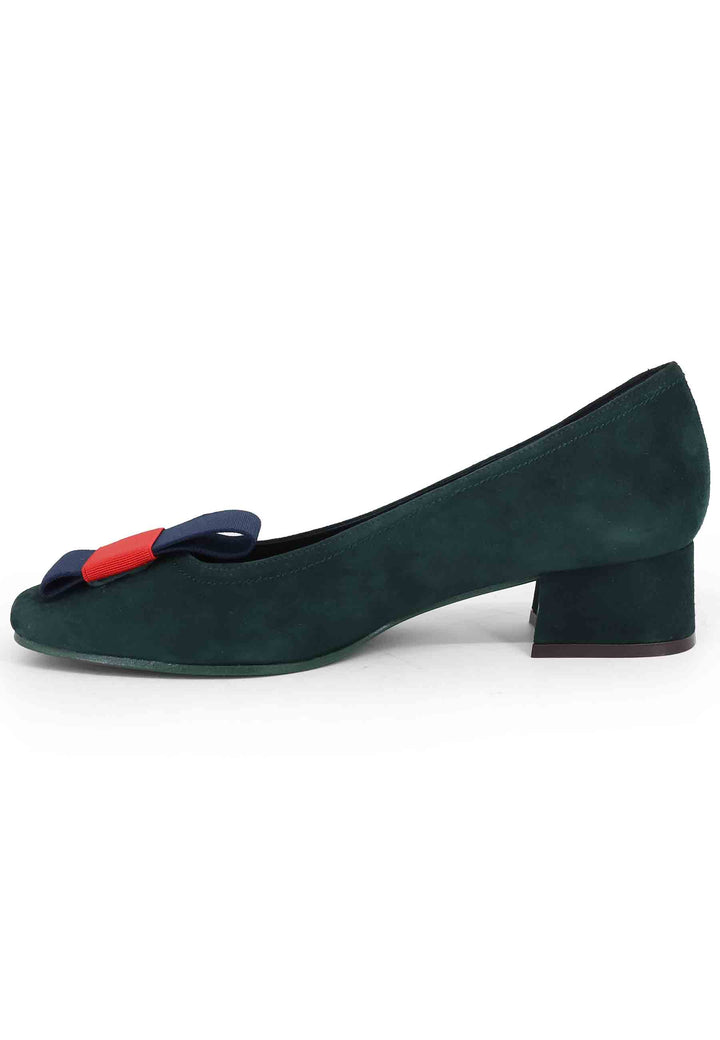 Spatarella Decollete donna in camoscio verde con tacco basso Outlet