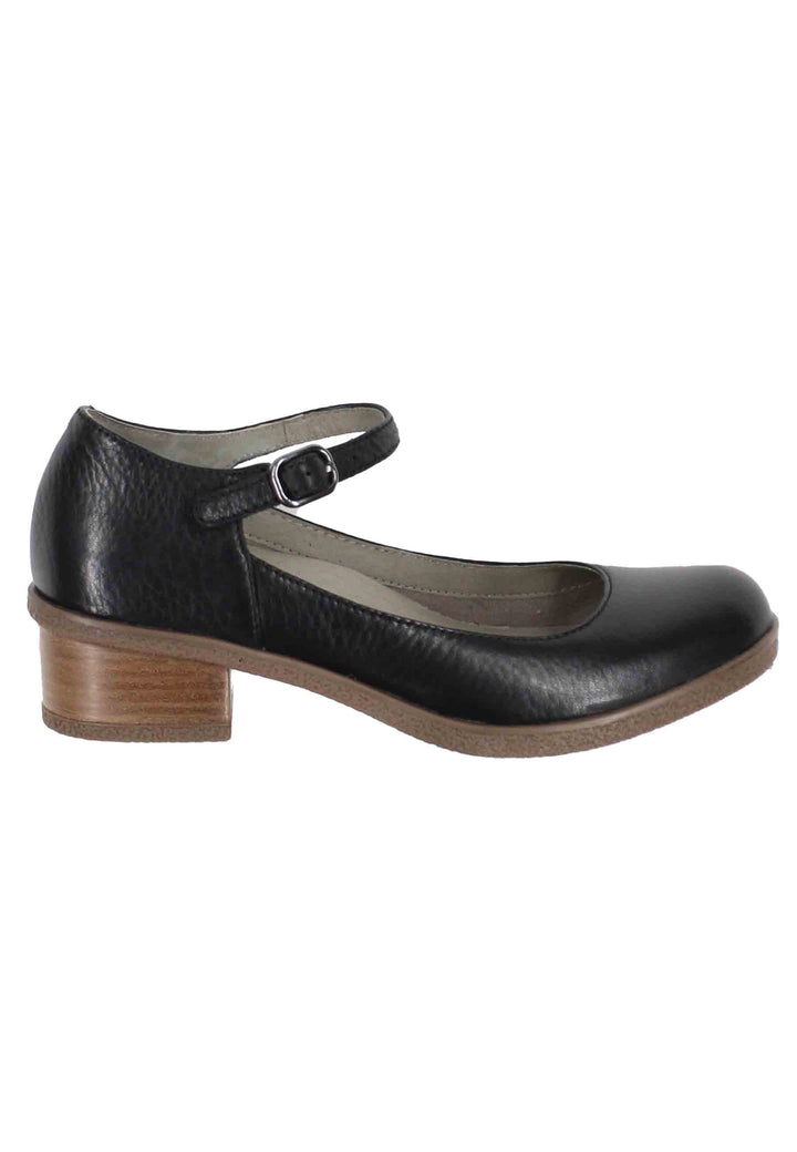Spatarella Decollete donna whaterproff in pelle nera con suola in gomma