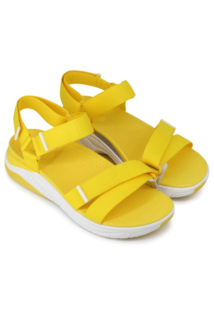 Spatarella Sandali donna Racquel in tessuto giallo con zeppa in gomma Saldi Di Fabbrica