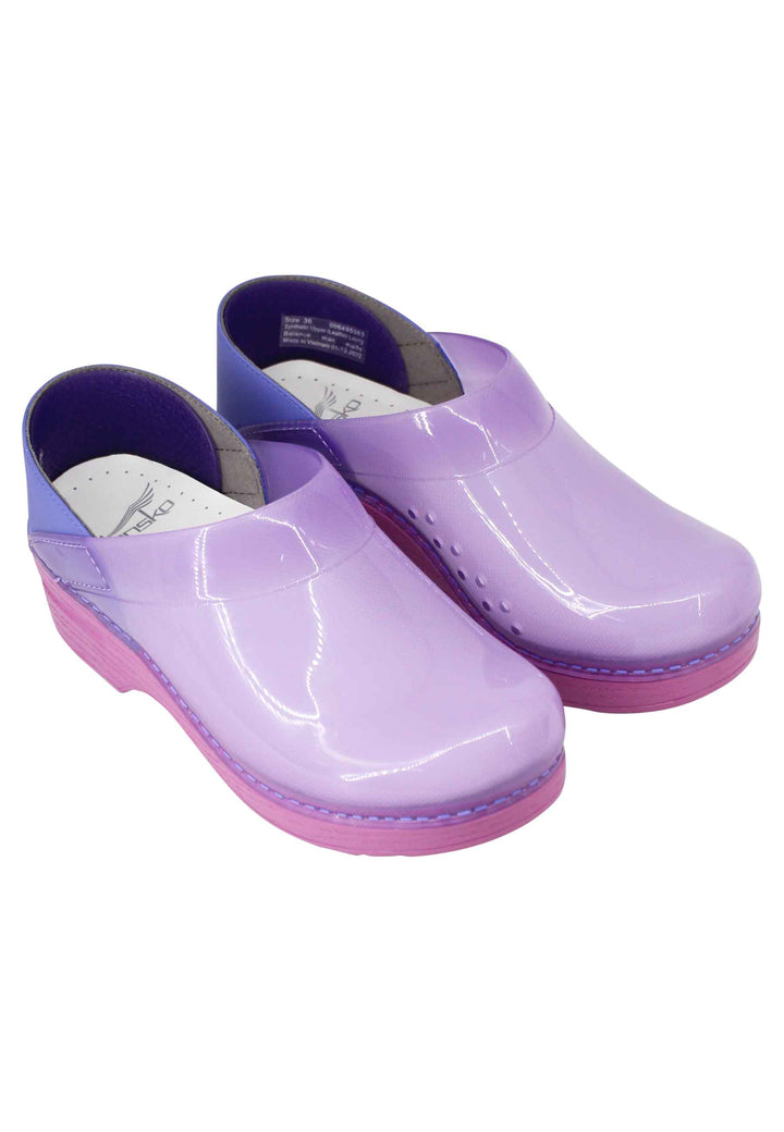 Spatarella Zoccoli donna in plexy viola con pelle lilla Nuova