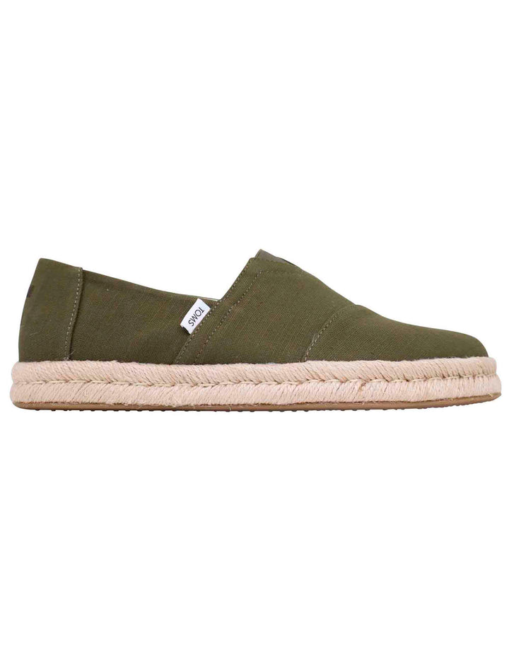 Spatarella Espadrillas uomo in tela verde con suola in corda Italy