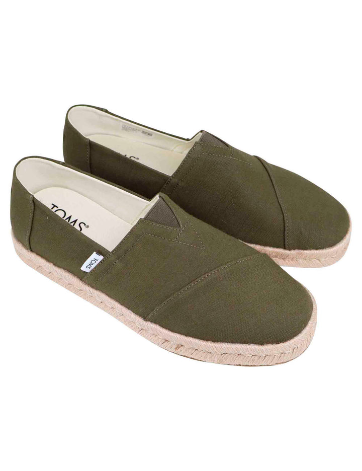 Spatarella Espadrillas uomo in tela verde con suola in corda Italy