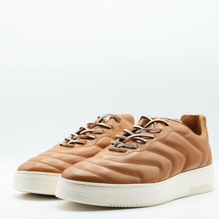 Spatarella Sneakers da uomo Bomber in pelle camel Vendita