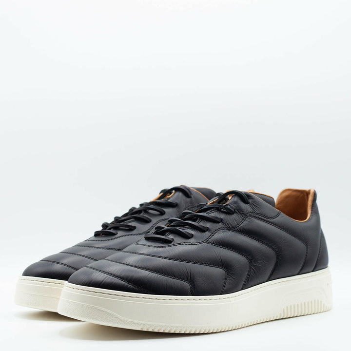Spatarella Sneakers da uomo Bomber in pelle nera Spedizione Gratuita
