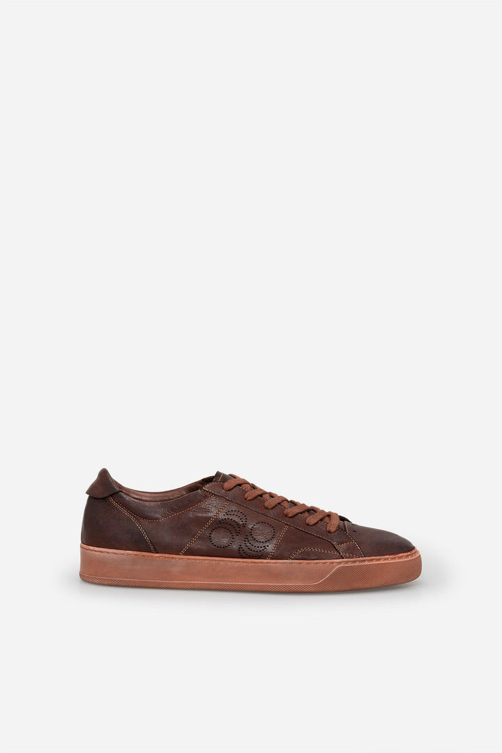 Spatarella Sneakers uomo Del Bello in pelle marrone effetto vintage Fino Al -60%