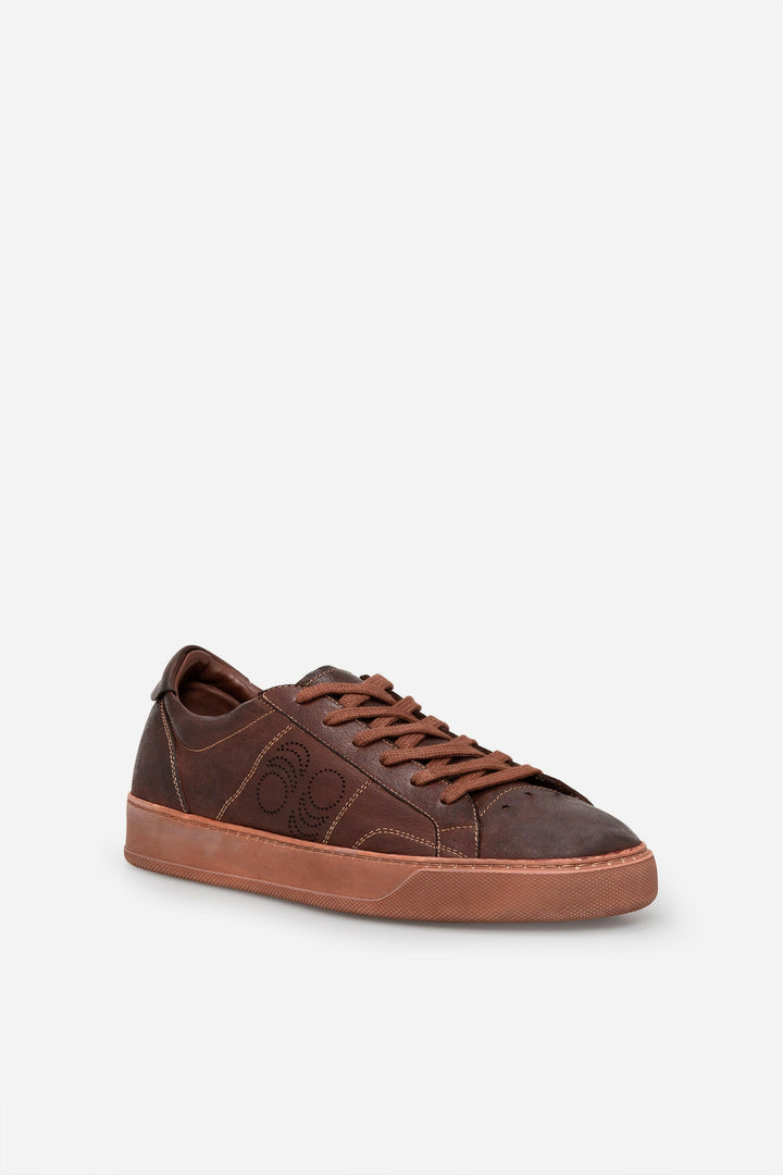 Spatarella Sneakers uomo Del Bello in pelle marrone effetto vintage Fino Al -60%