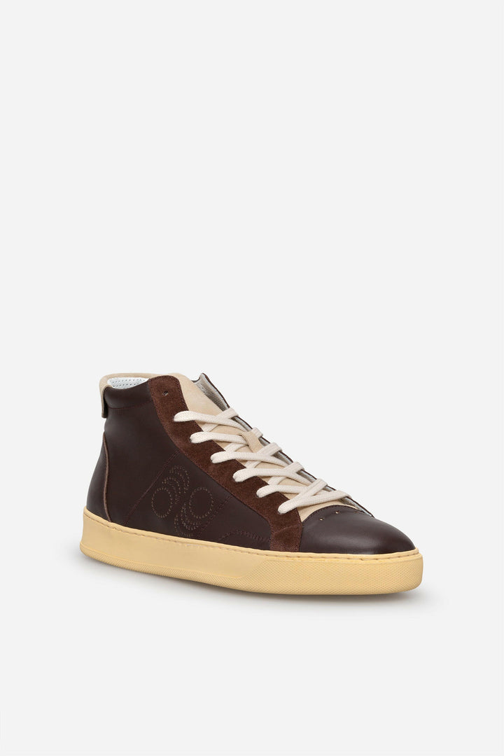Spatarella Sneakers uomo Del Bello Mid in pelle marrone Affare Del Giorno