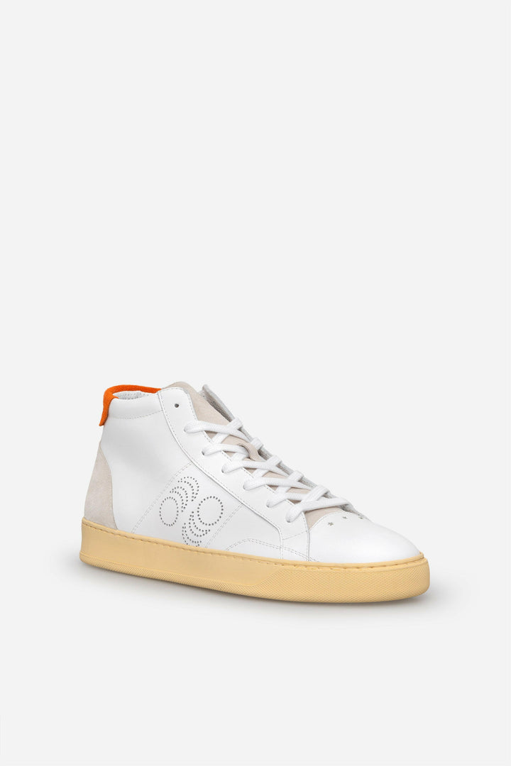 Spatarella Sneakers uomo Del Bello Mid in pelle bianca Prezzo Ridotto