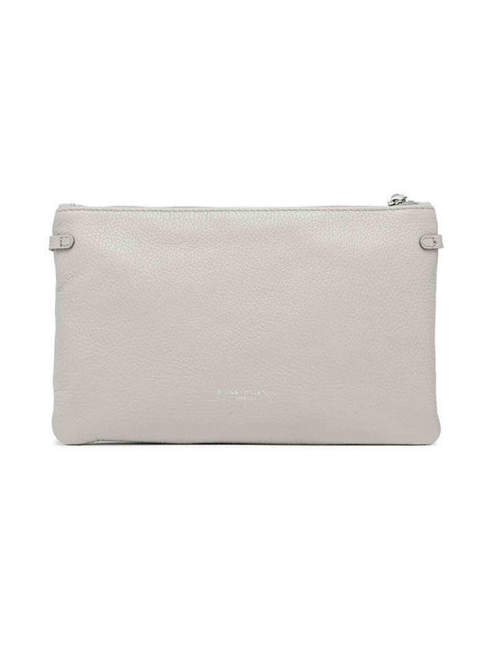 Spatarella Borse donna pochette Hermy in pelle grigia con manico a bracciale e tracolla in pelle Sconto